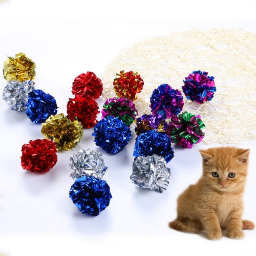 12Pcs/pack Cat Toys Mylar Crinkle Ball Ring Toys
