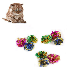 Load image into Gallery viewer, 12Pcs/pack Cat Toys Mylar Crinkle Ball Ring Toys