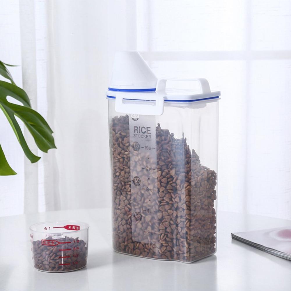 Pet Food Storage Container Airtight Dog Cats Foods Container with Measuring Cup Box Storage Tank Pet Storage Grain Barrel